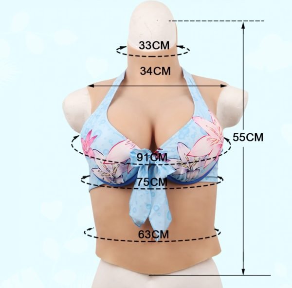 D Cup Half Body Silicone Breast Plate - Dimension