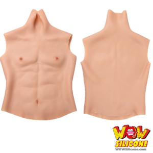 High Neck Fake Muscle Male Silicone Chest Plate