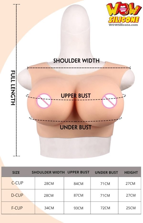 Low Neck Silicone Breastplate Dimension