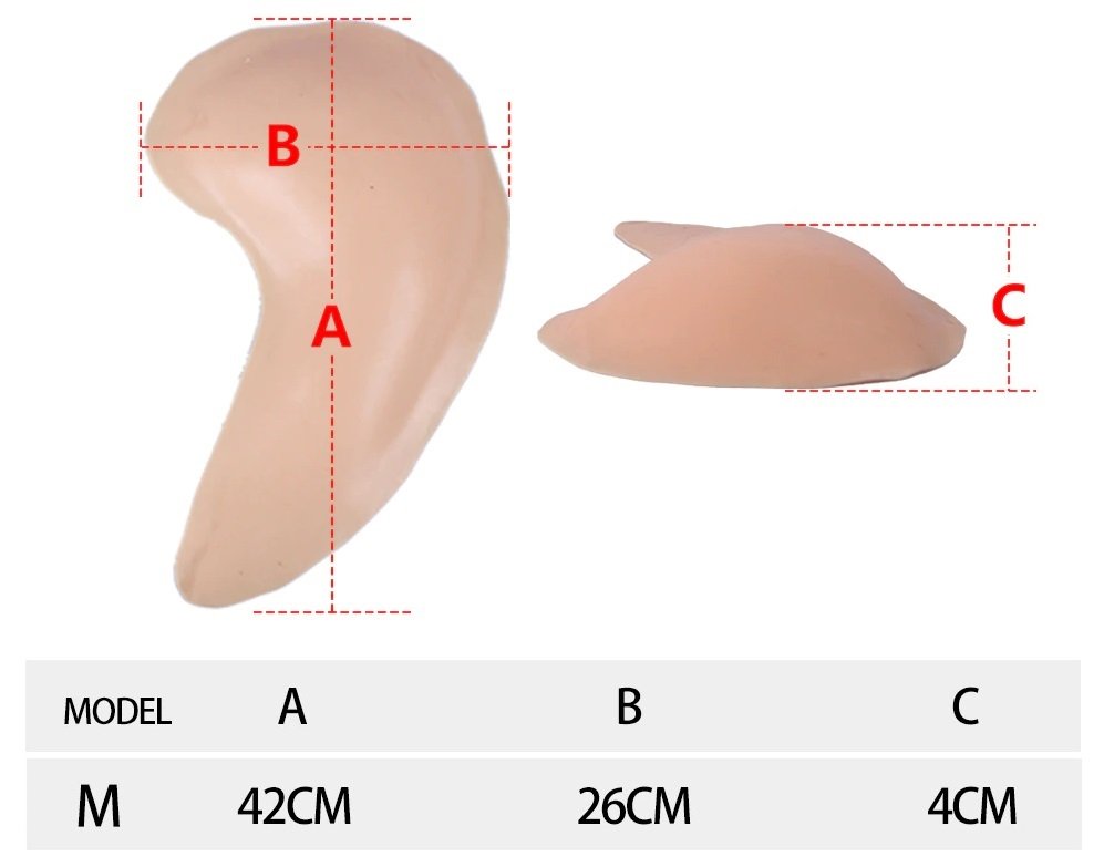 Medium Silicone Hip Pads Dimension