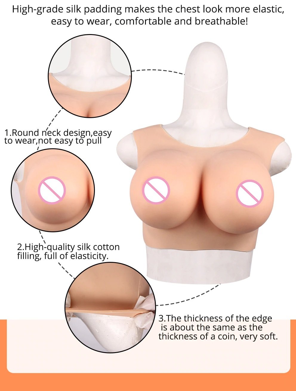 Handmade B Cup Breasts with Short Sleeves Fake Boobs Cosplay,Fake breast,  Artificial breast, Silicon fake breast -  Portugal