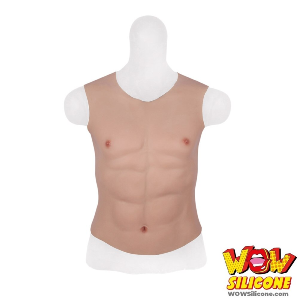 Realistic Male Muscle Low Neck Silicone Chest Plate