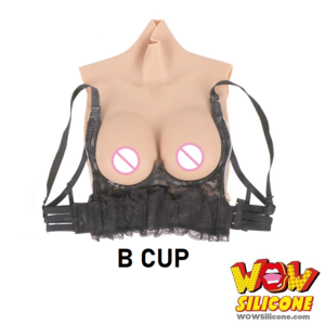 Silicone Breast Plate With Lace Bra - B Cup