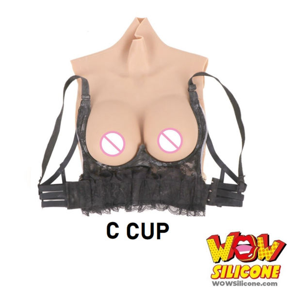Silicone Breast Plate With Lace Bra - C Cup