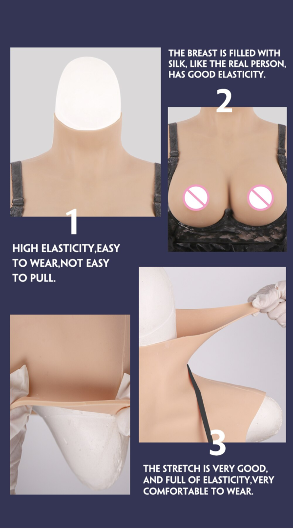 Silicone Breast Plate With Lace Bra - Elasticity