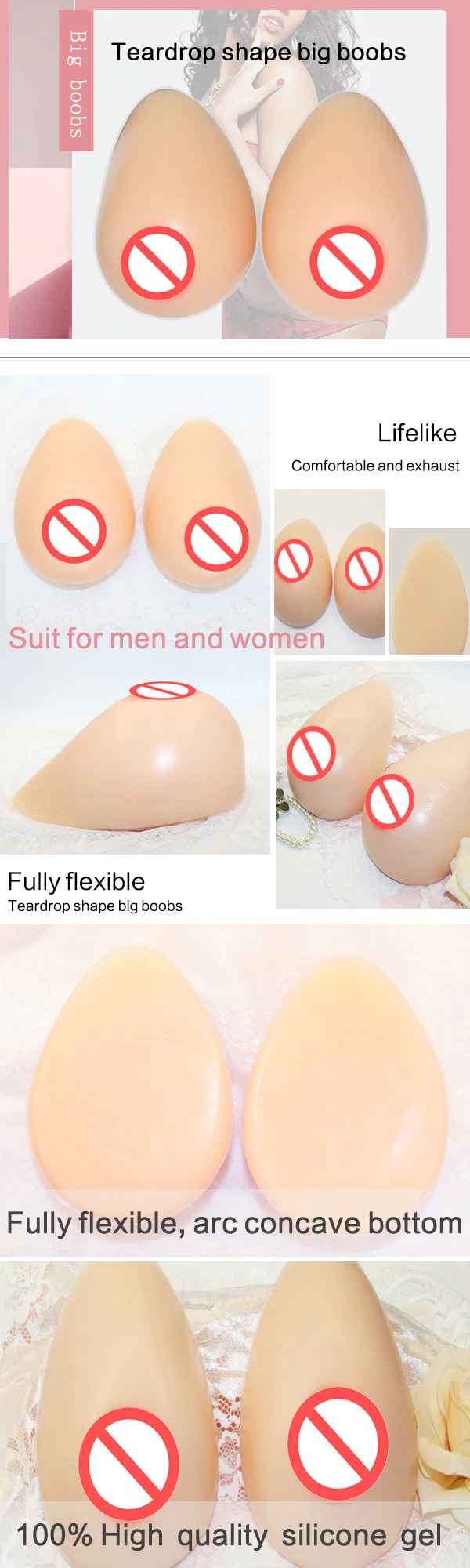 Silicone Breast Forms for Crossdressing - Realistic Fake Boobs, Suitable  for Transgender, Drag Queens, Post-Mastectomy